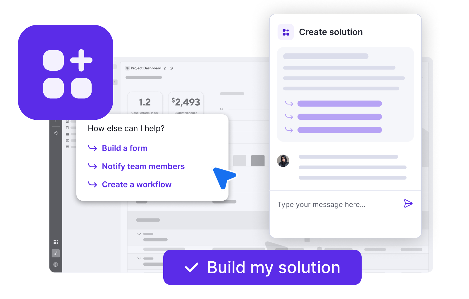 AI build assistant product screen