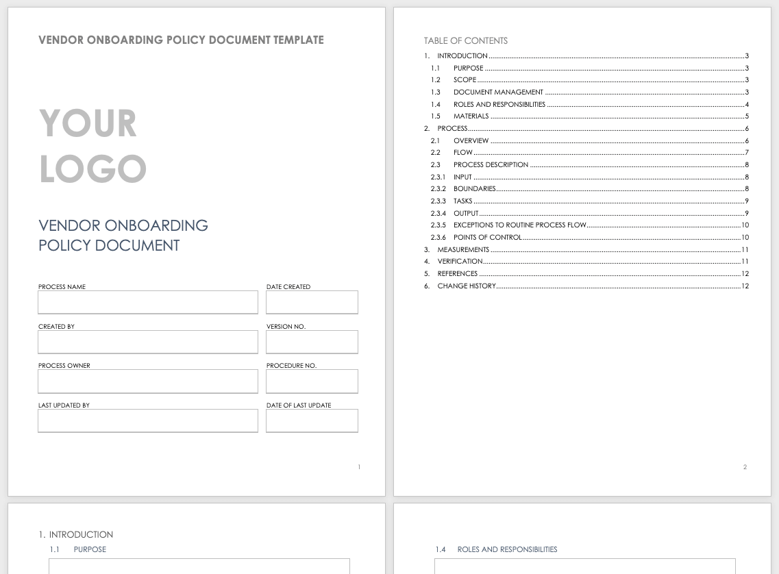Vendor Onboarding Policy Template