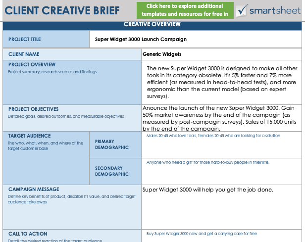 Client Creative Brief Sample