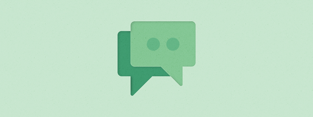 Icon illustration of two overlapping speech bubbles