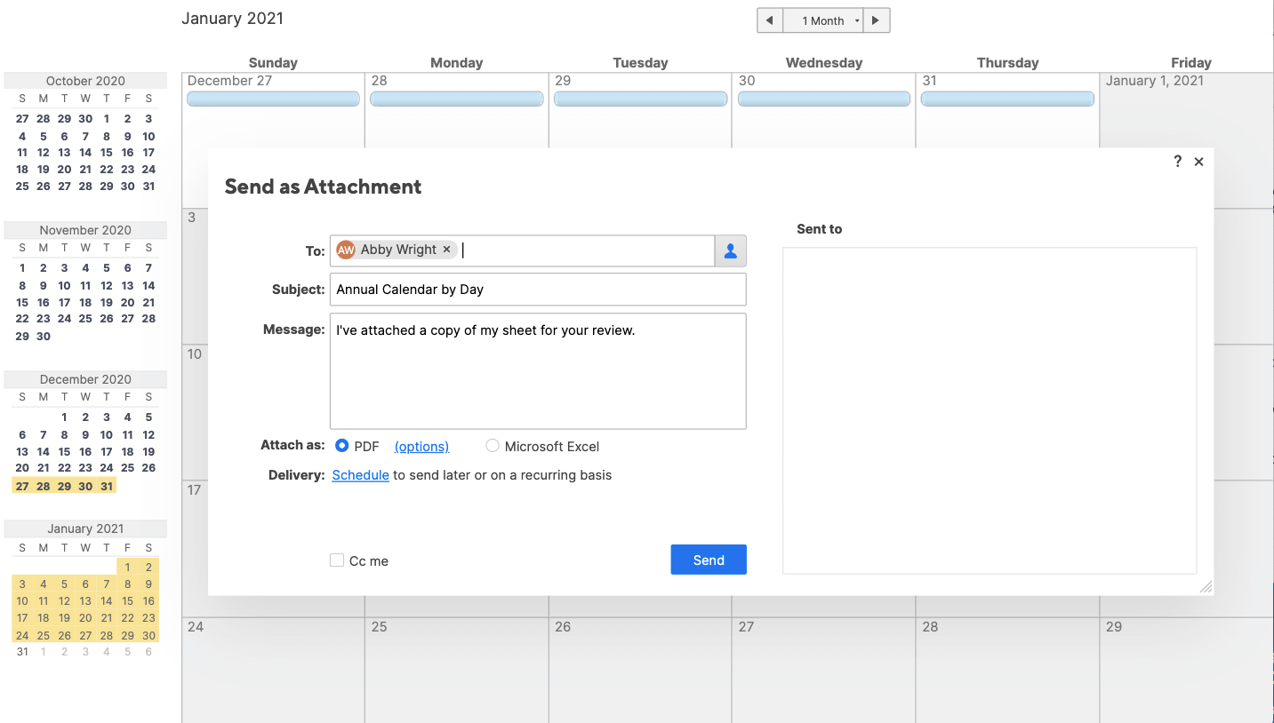 Send Calendar as Attachment Smartsheet