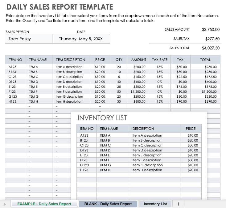 Daily Sales Report Template Updated