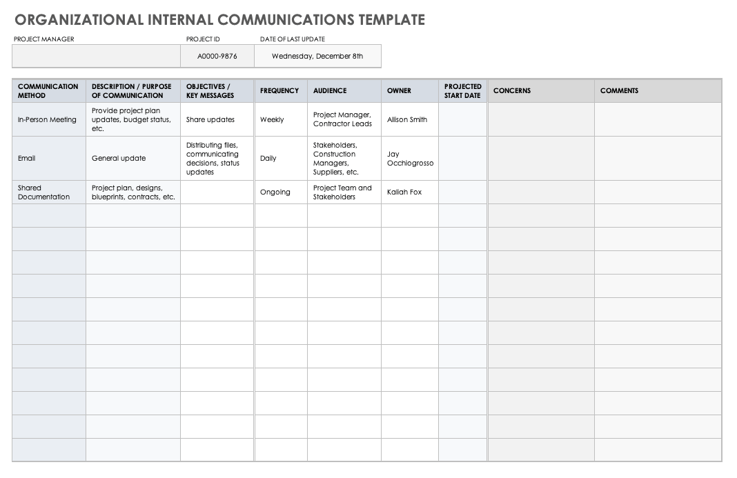 Organizational Internal Communications Template