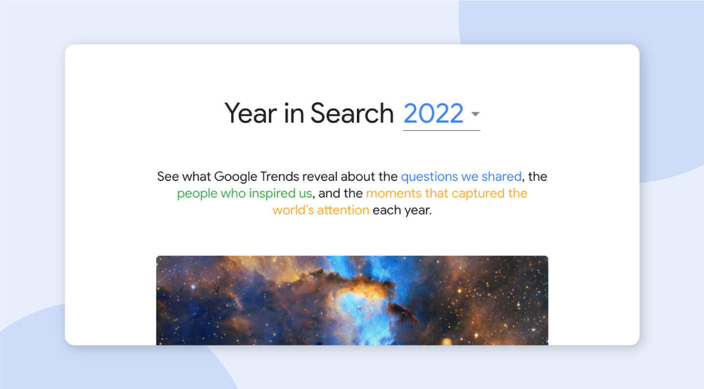 Google's "Year In Search" advertising campaign example