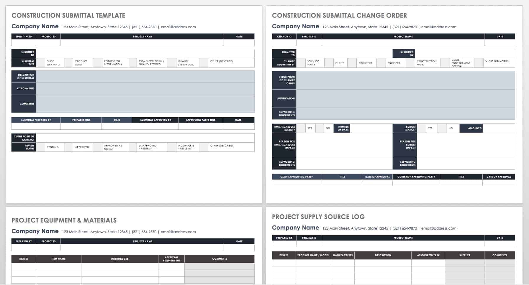 Construction Submittal Template