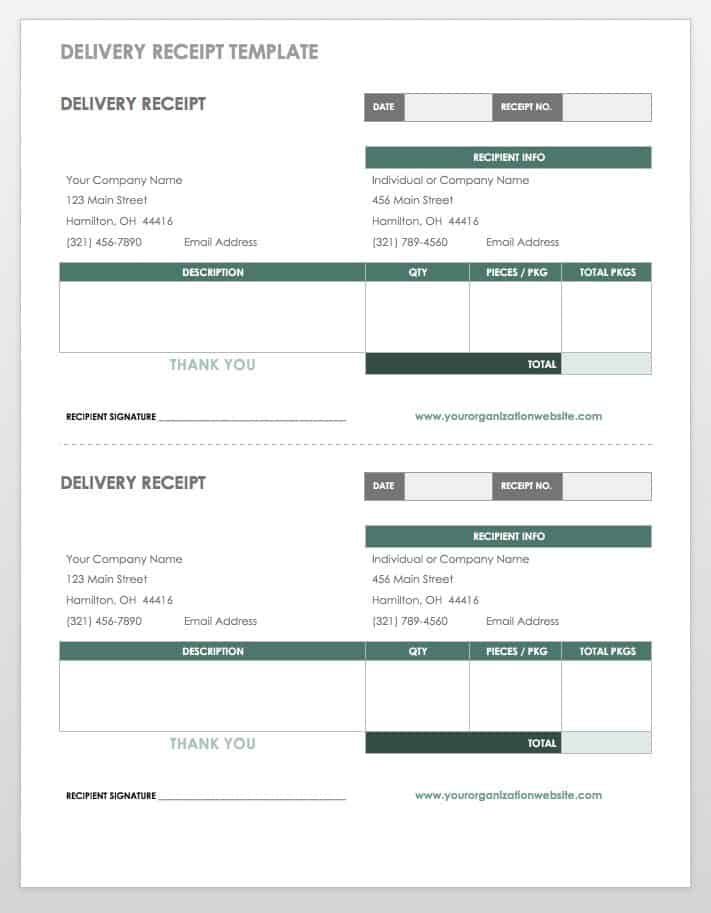 Delivery Receipt Templates