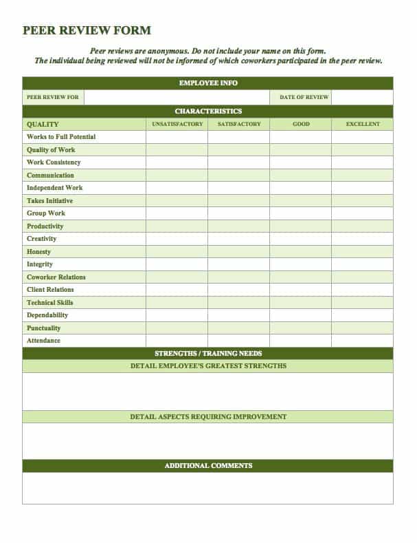Peer Review Form Template