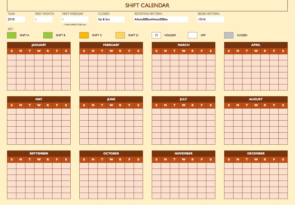 Shift Work Calendar 