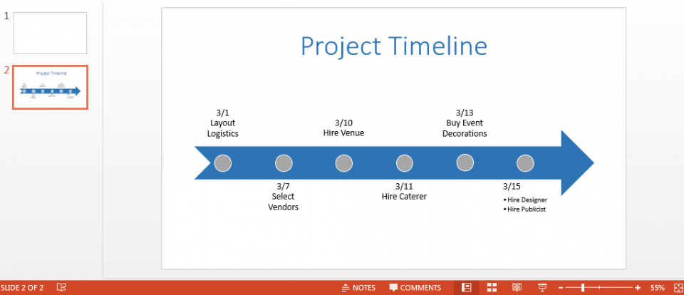 Colored timeline in powerpoint