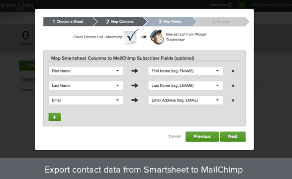 Mailchimp and smartsheet