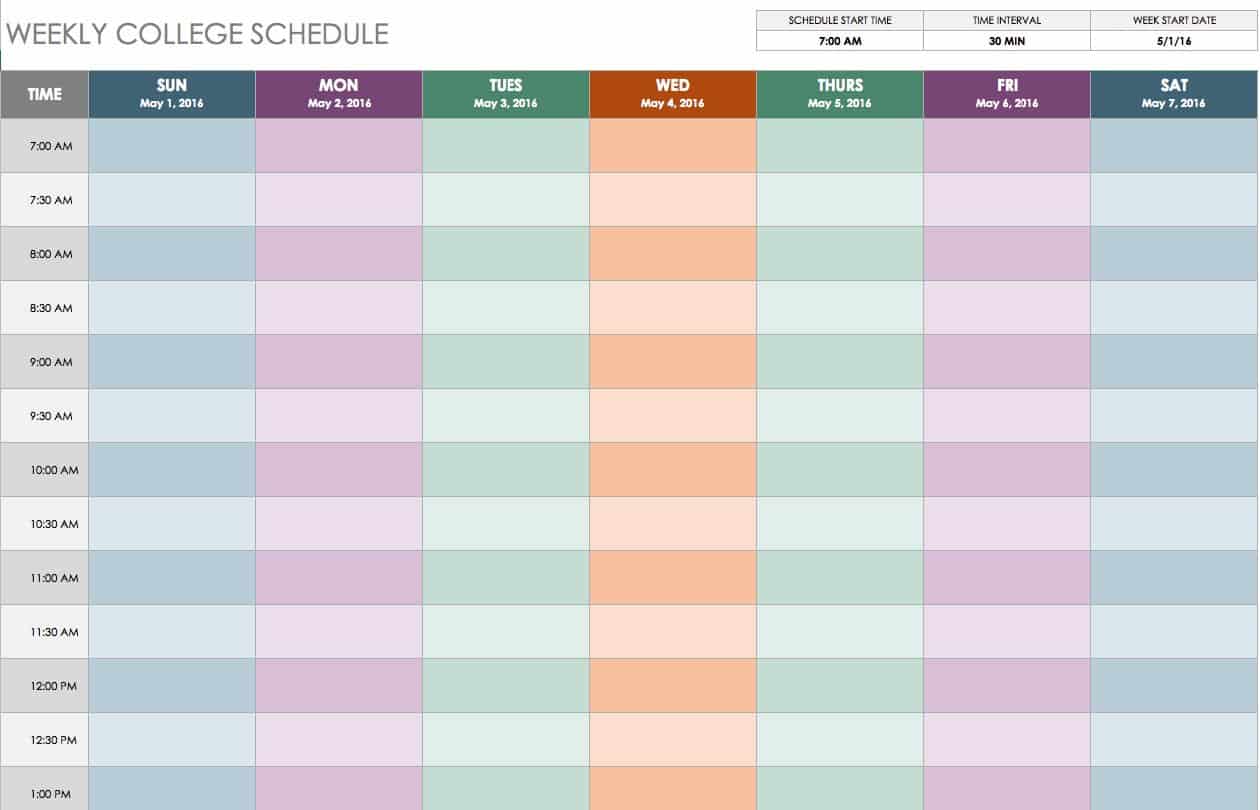 Weekly College Schedule
