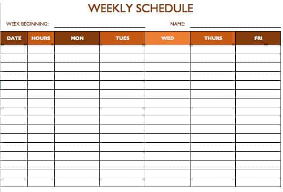 Work Schedule Chart