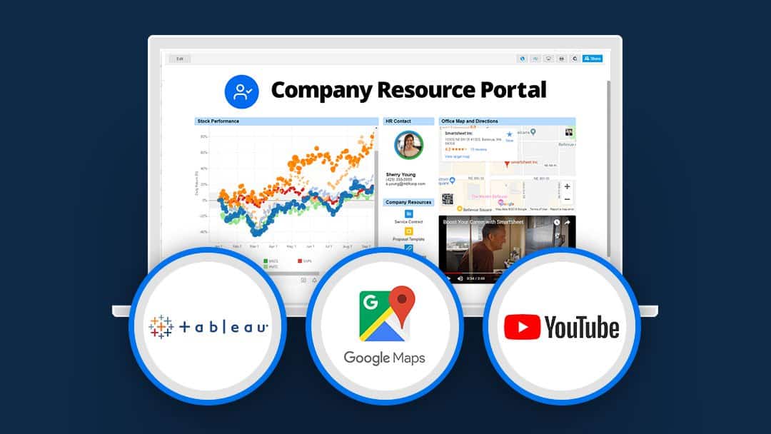 company resource portal with the web content widget in Smartsheet