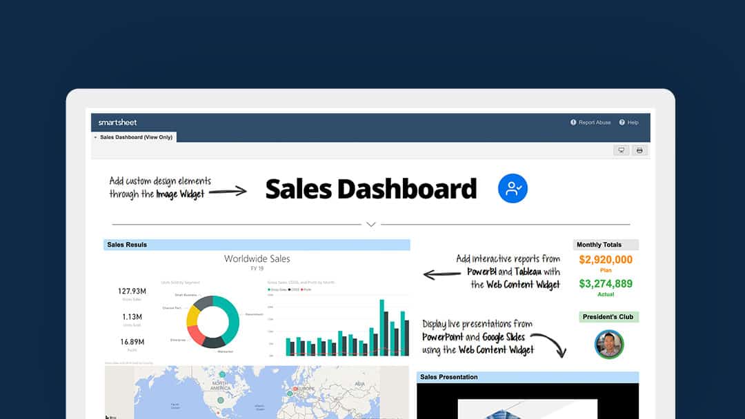 sales dashboard in smartsheet