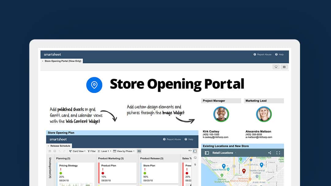 Store opening portal in smartsheet