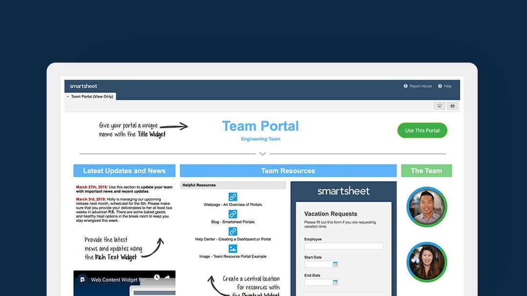 Team Portal in Smartsheet