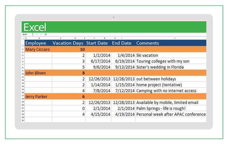 activity calendar excel template