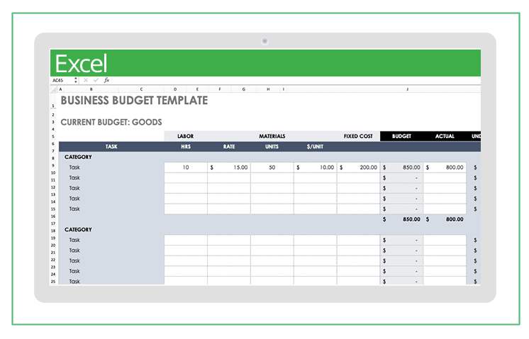 template budget excel