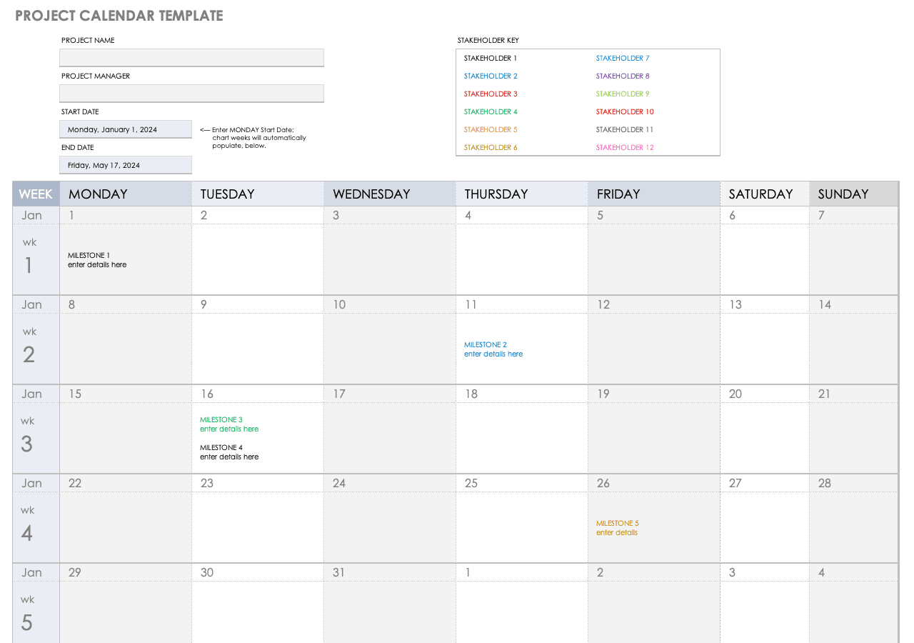 Free Project Calendar Templates Smartsheet (2024)