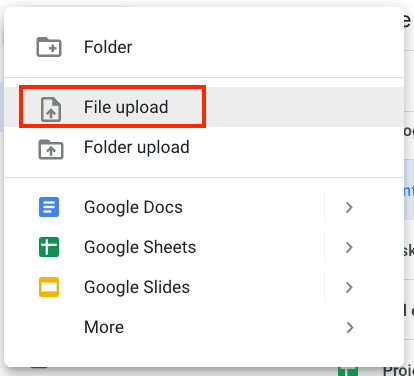 Excel to Google Sheets Open New Upload