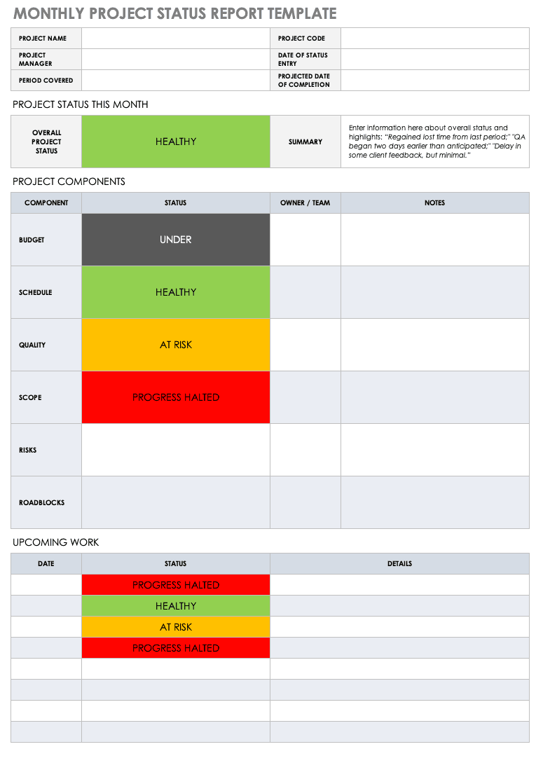 project task report template