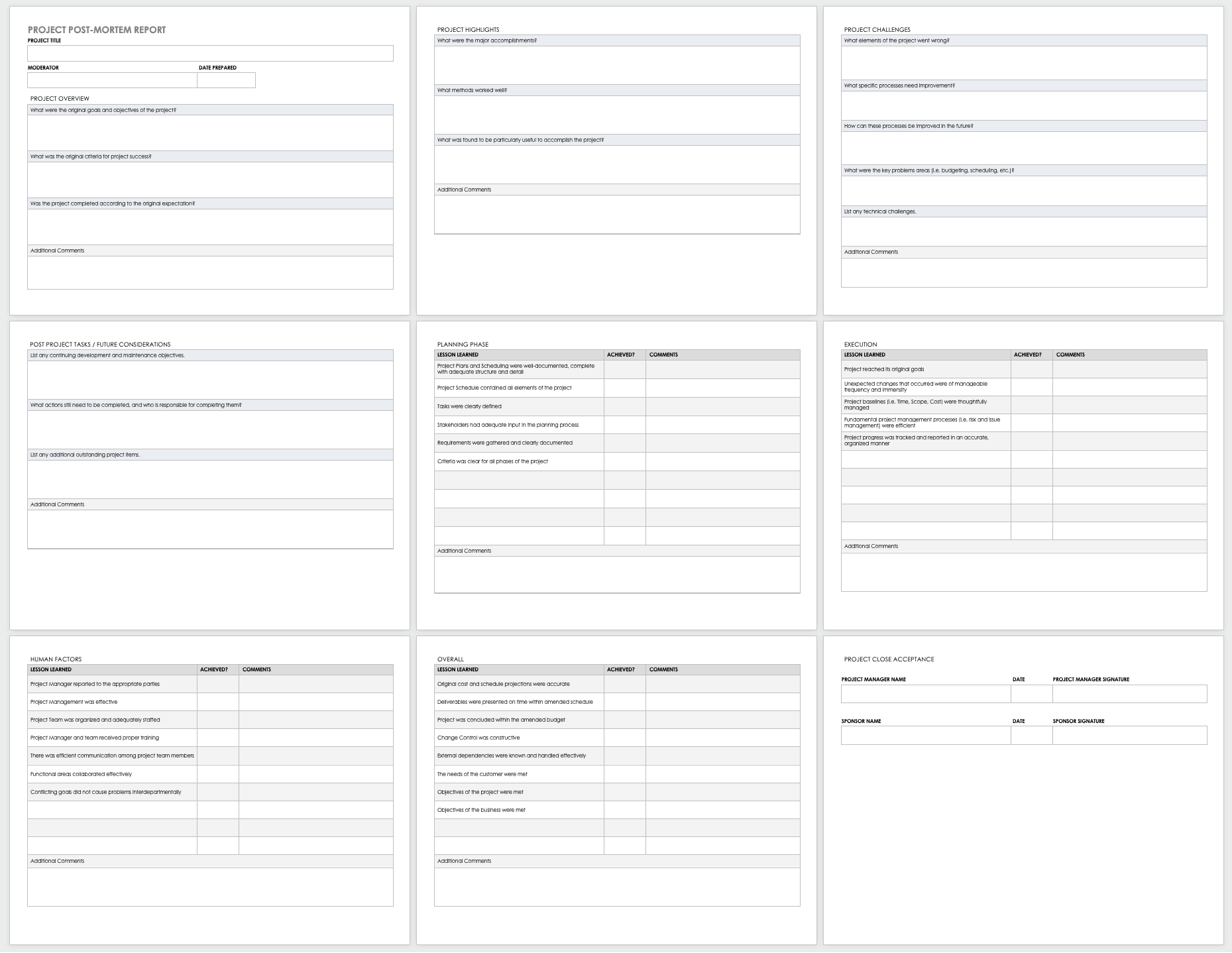 Project Post Mortem Report Template