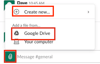Google Drive Share Slack Share File