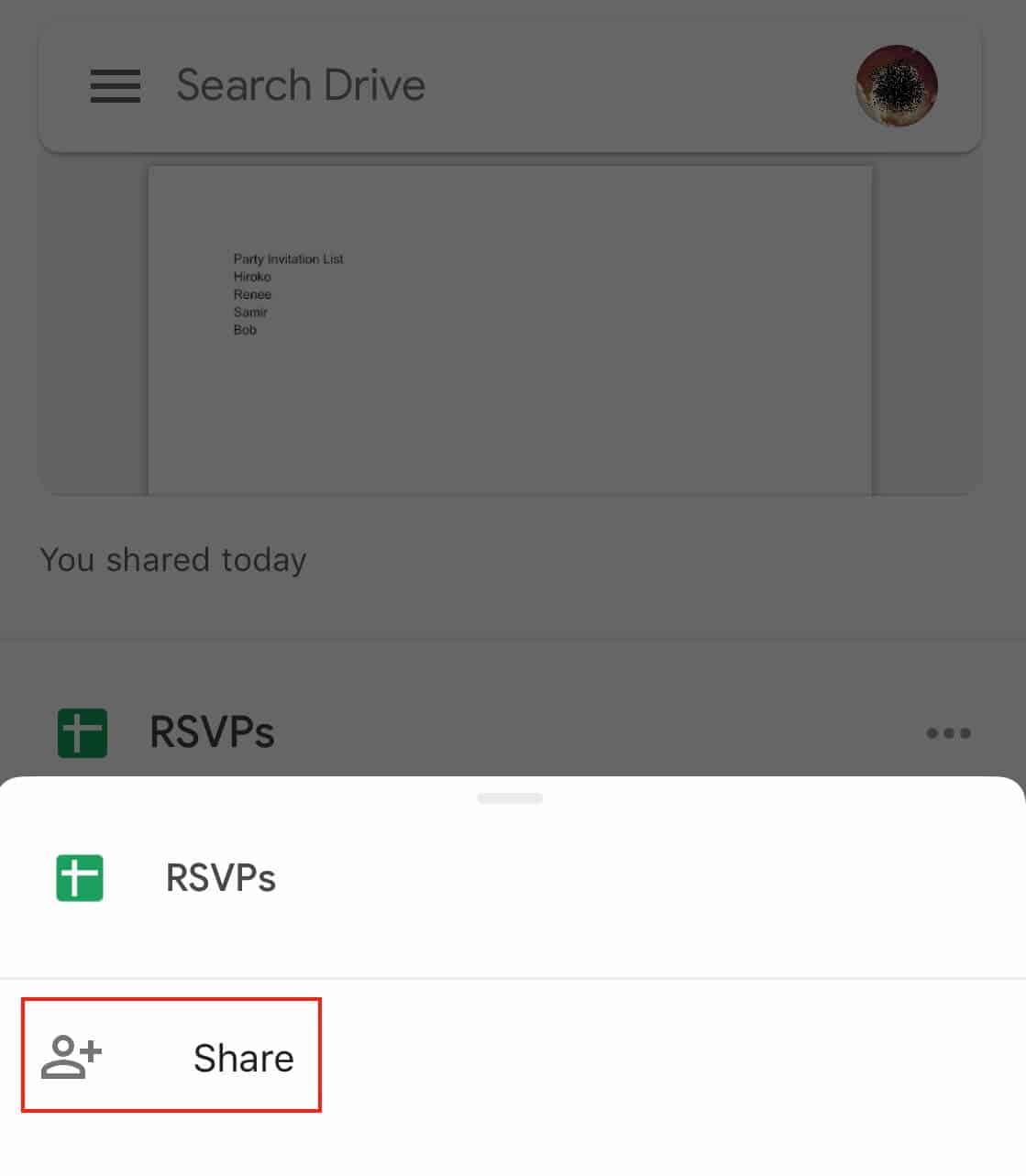 Google Drive Share Via Mobile Share