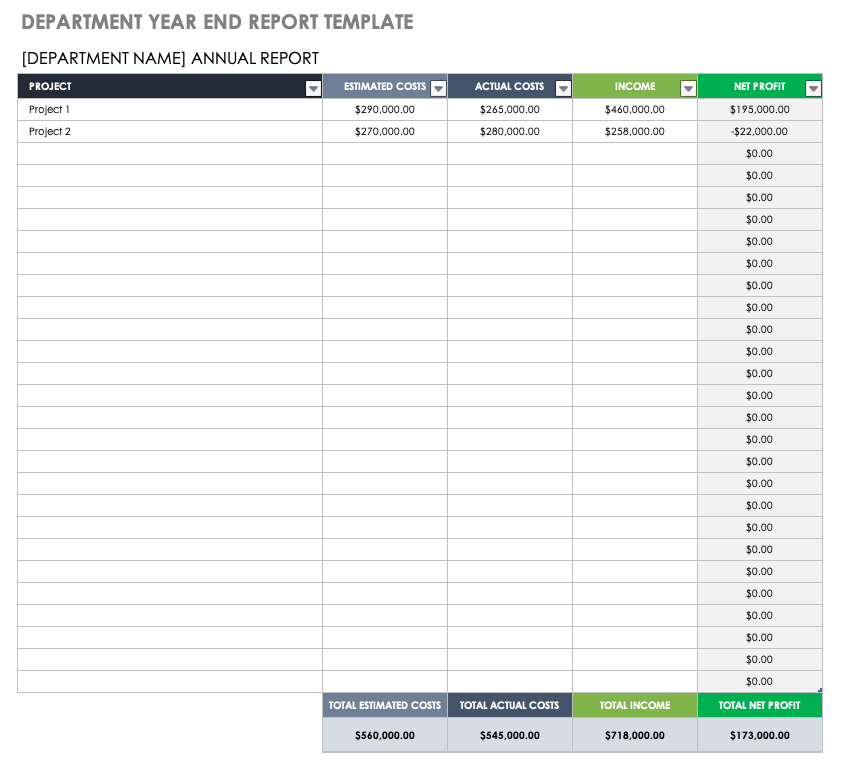 Free Year End Report Templates Smartsheet