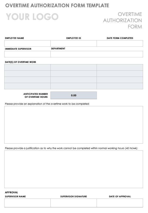 Free Overtime Request Forms  Smartsheet