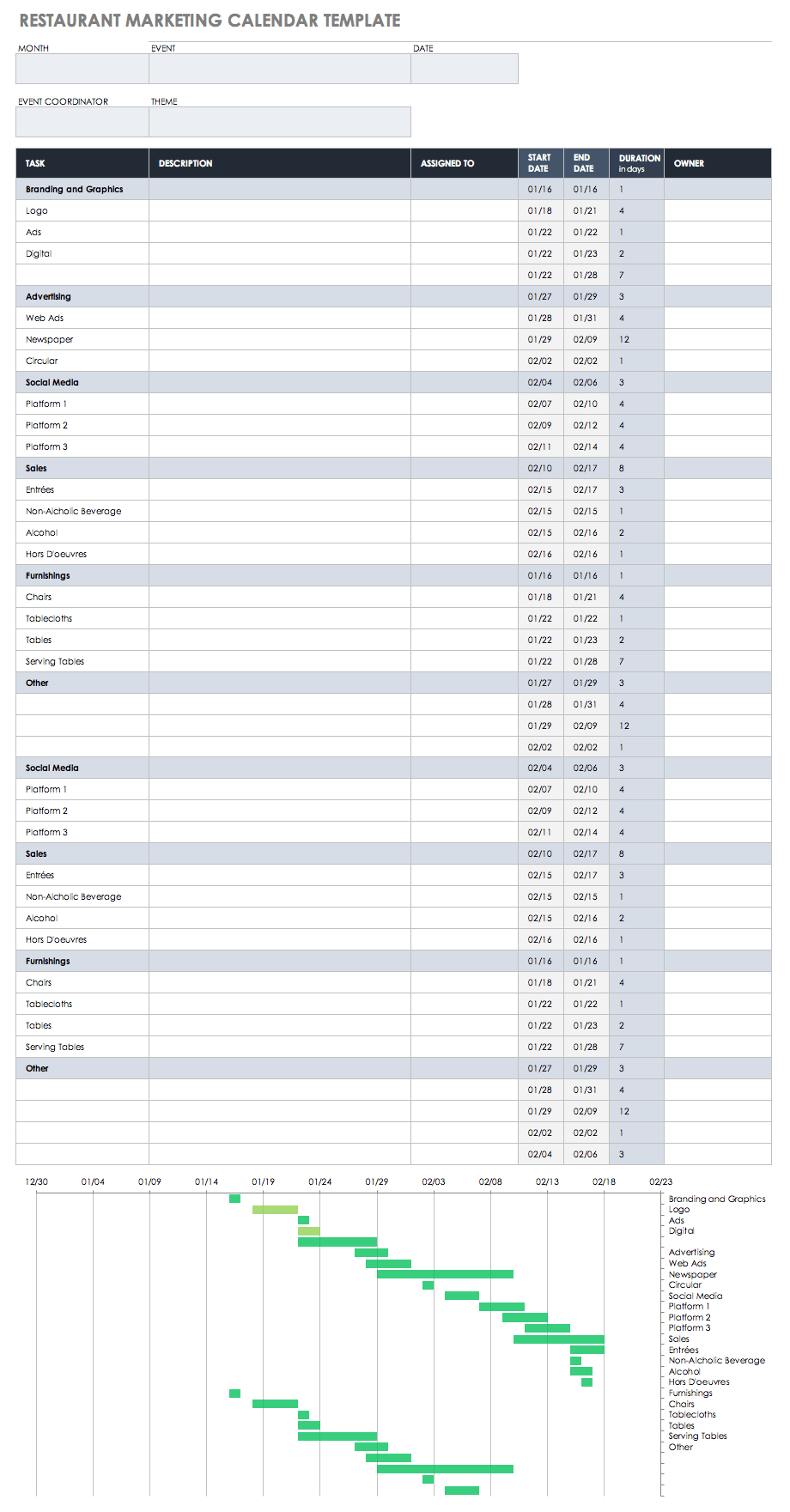 Restaurant Table Chart Maker