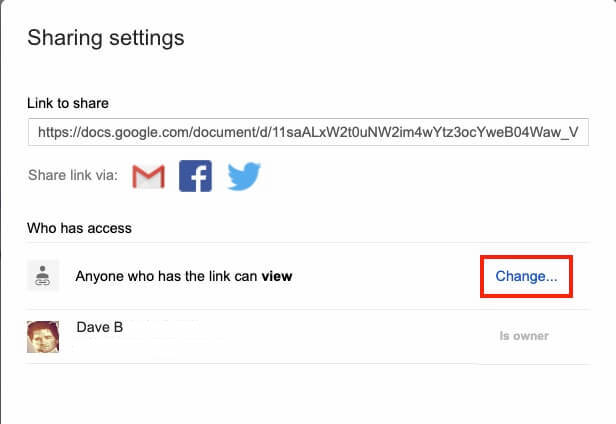 Google Drive Share Link Change