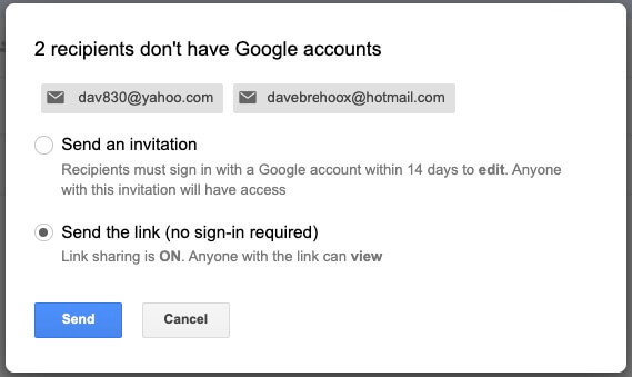 Google Drive Share Non Google Address Options
