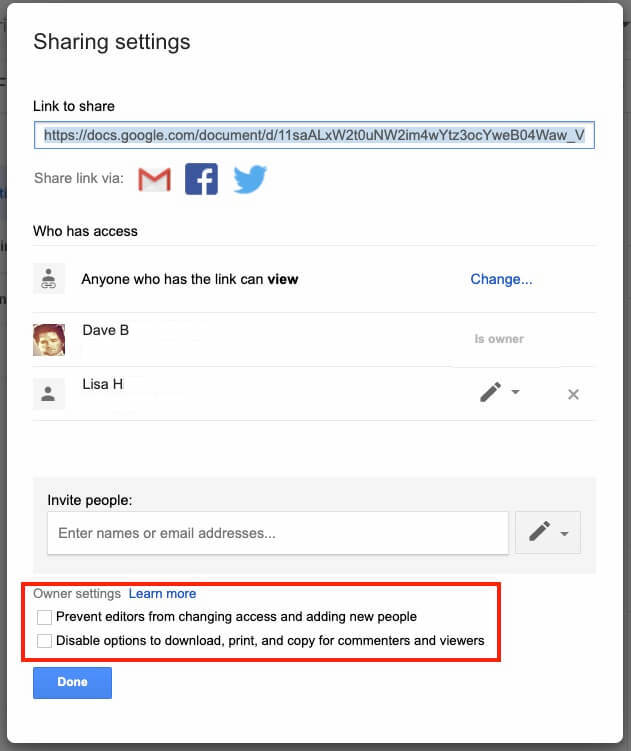 Google Drive Share Owner Settings