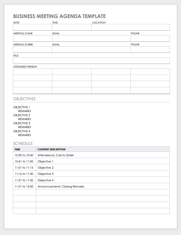 Agenda Timeline Template from www.smartsheet.com