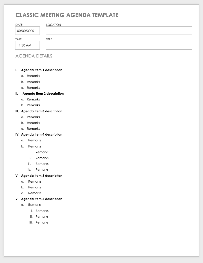 Ms Agenda Template from www.smartsheet.com