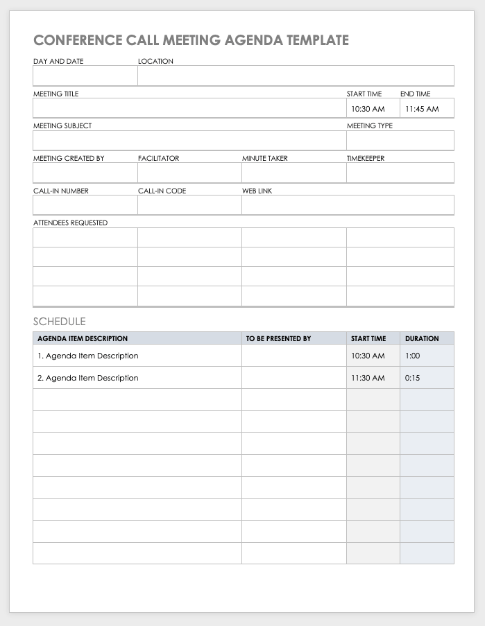 Conference Call Agenda Template from www.smartsheet.com