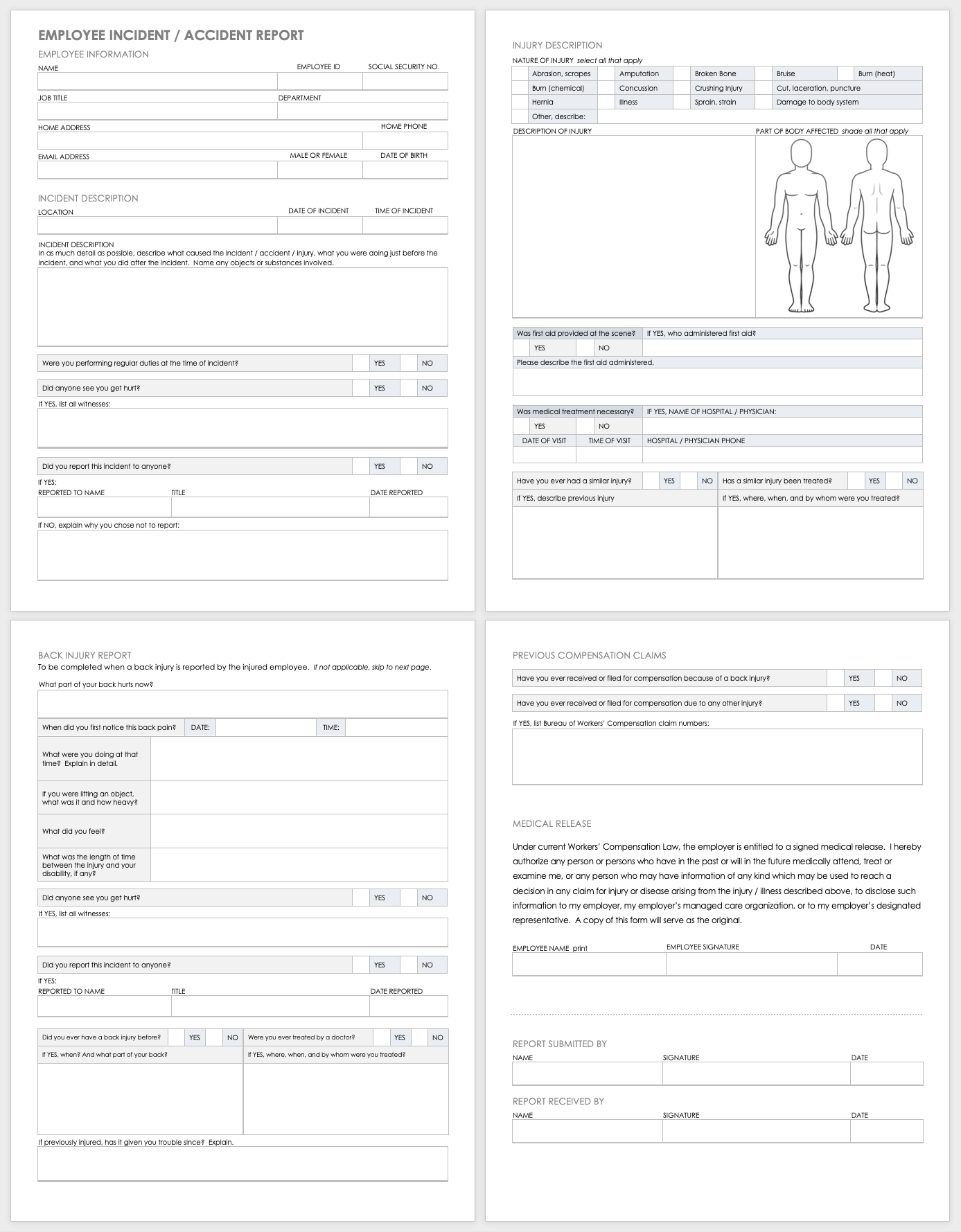 Free Workplace Accident Report Templates  Smartsheet With Regard To First Aid Incident Report Form Template