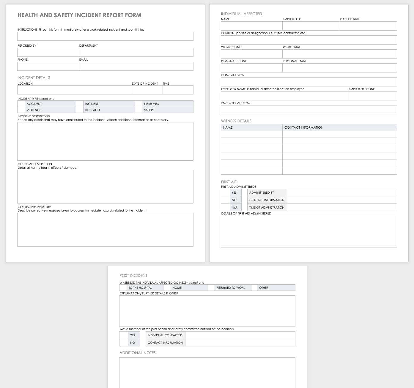 Free Workplace Accident Report Templates  Smartsheet Throughout Incident Report Form Template Word