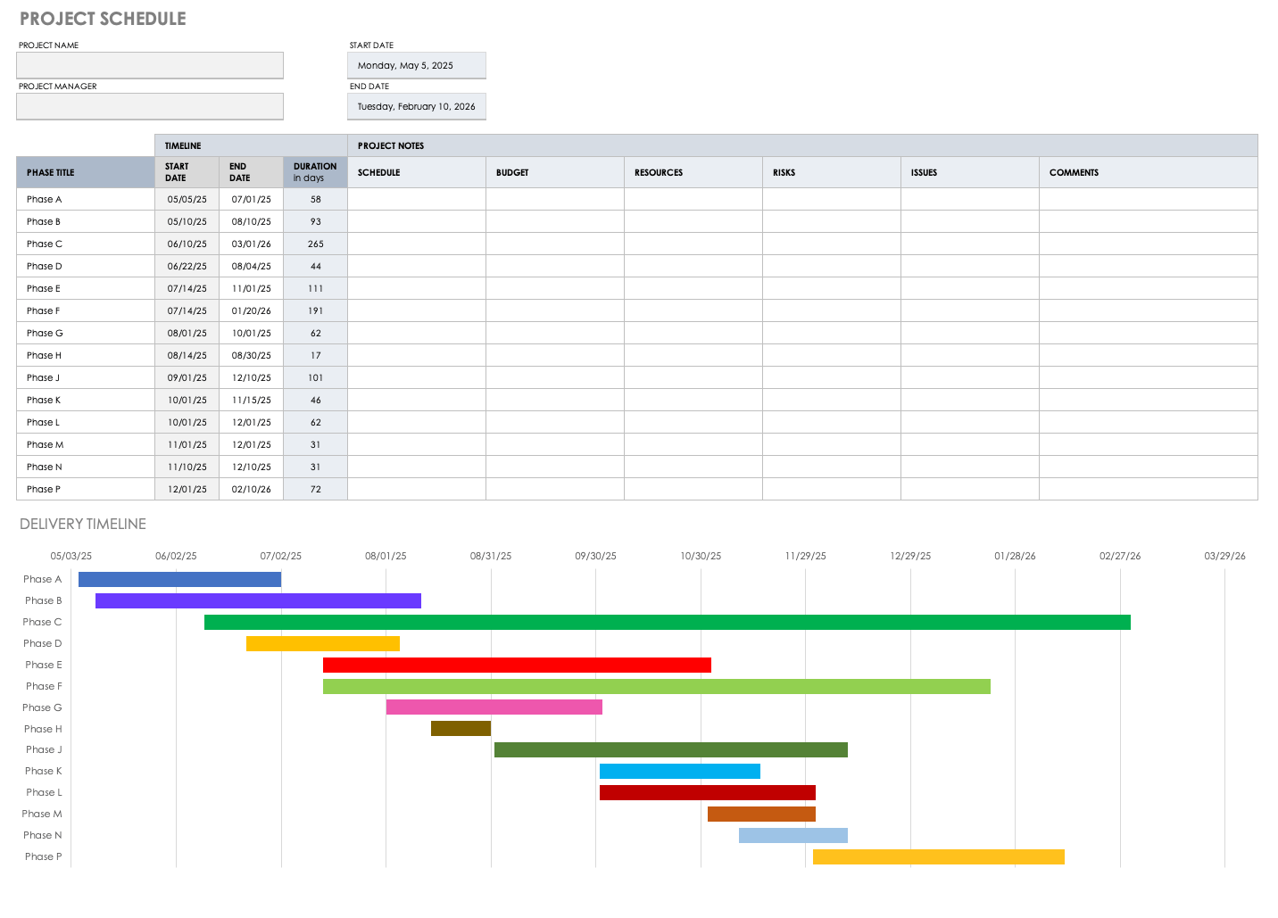 Free Project Schedule Templates | Smartsheet