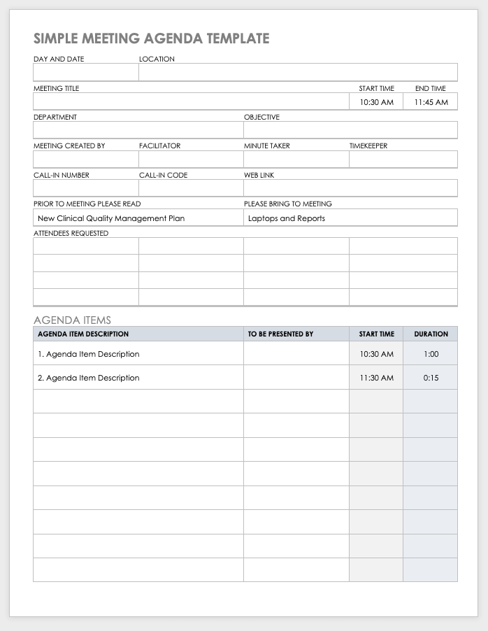 Word Meeting Agenda Template from www.smartsheet.com