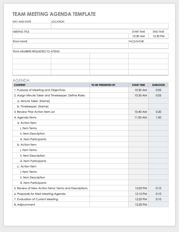 Agenda For Event Template