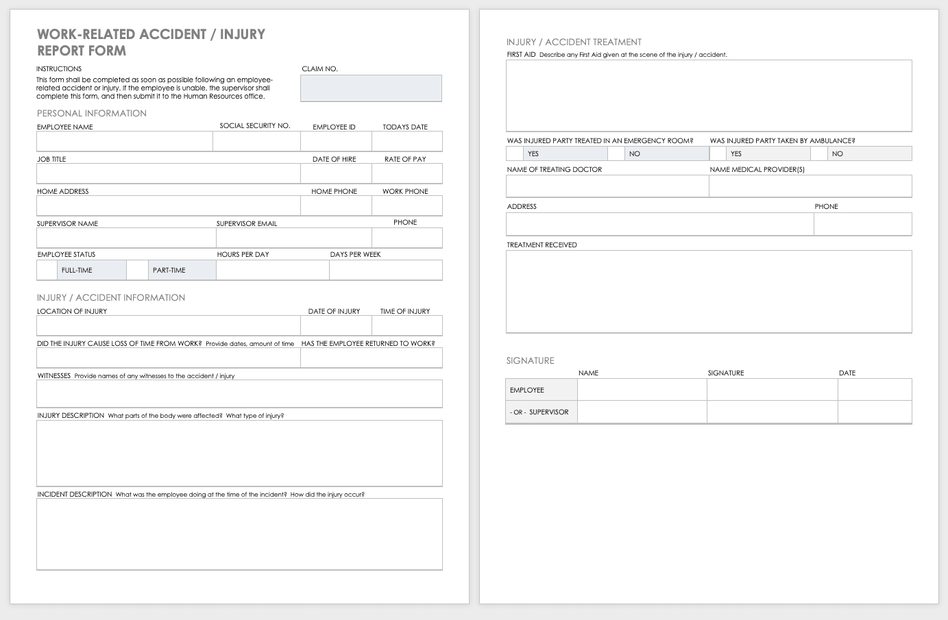 Free Workplace Accident Report Templates  Smartsheet Within Vehicle Accident Report Form Template