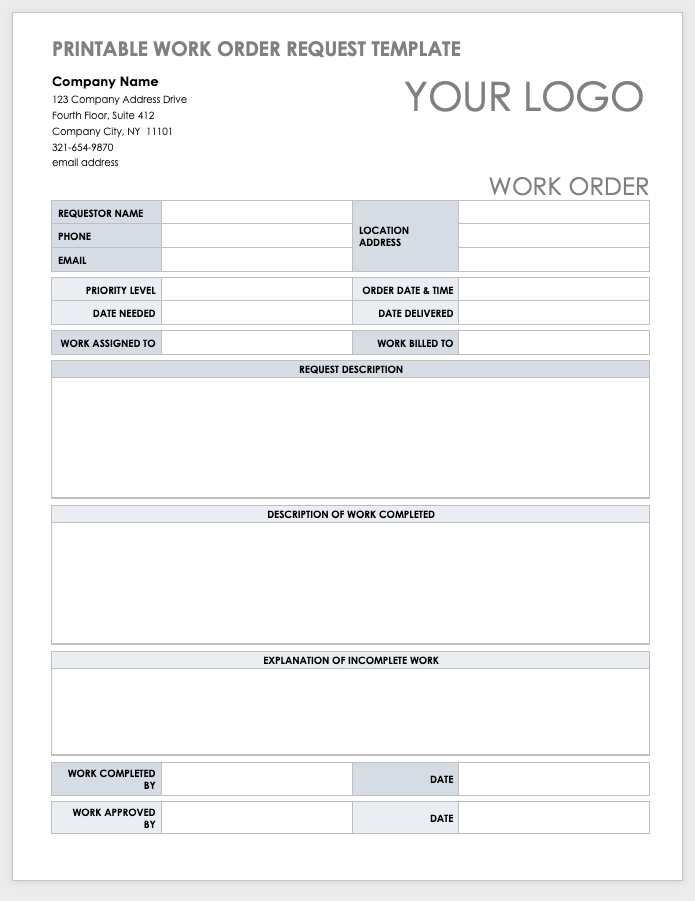 15 Free Work Order Templates | Smartsheet