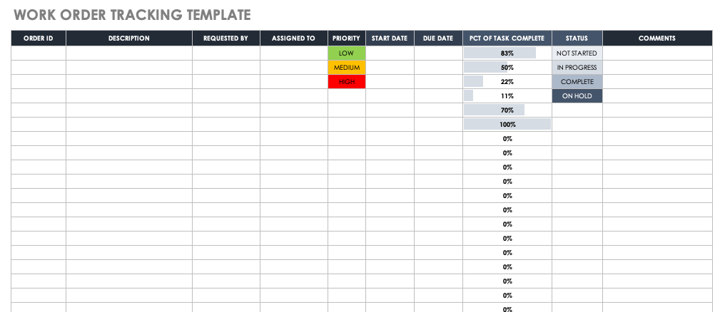 Work Order Tracking Template