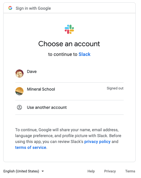 Google Drive Share Slack Add Authenticate Choose Accounts