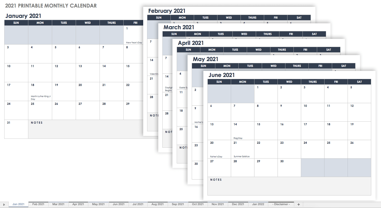 how to make a 2021 calendar in excel