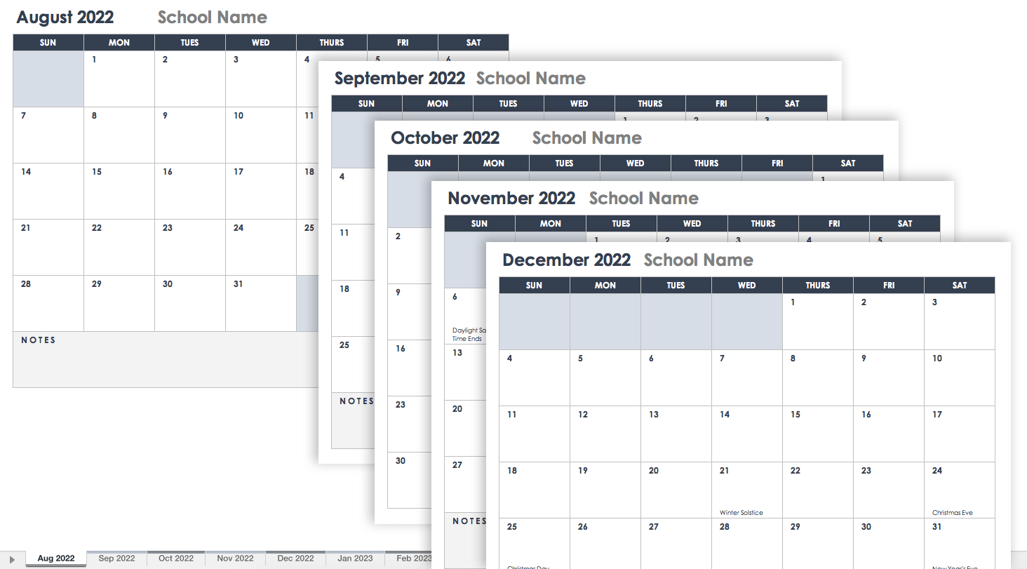 15 free 2022 monthly calendar templates smartsheet