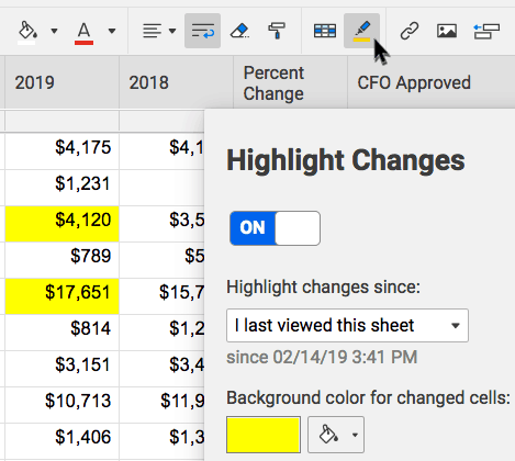 highlight changes