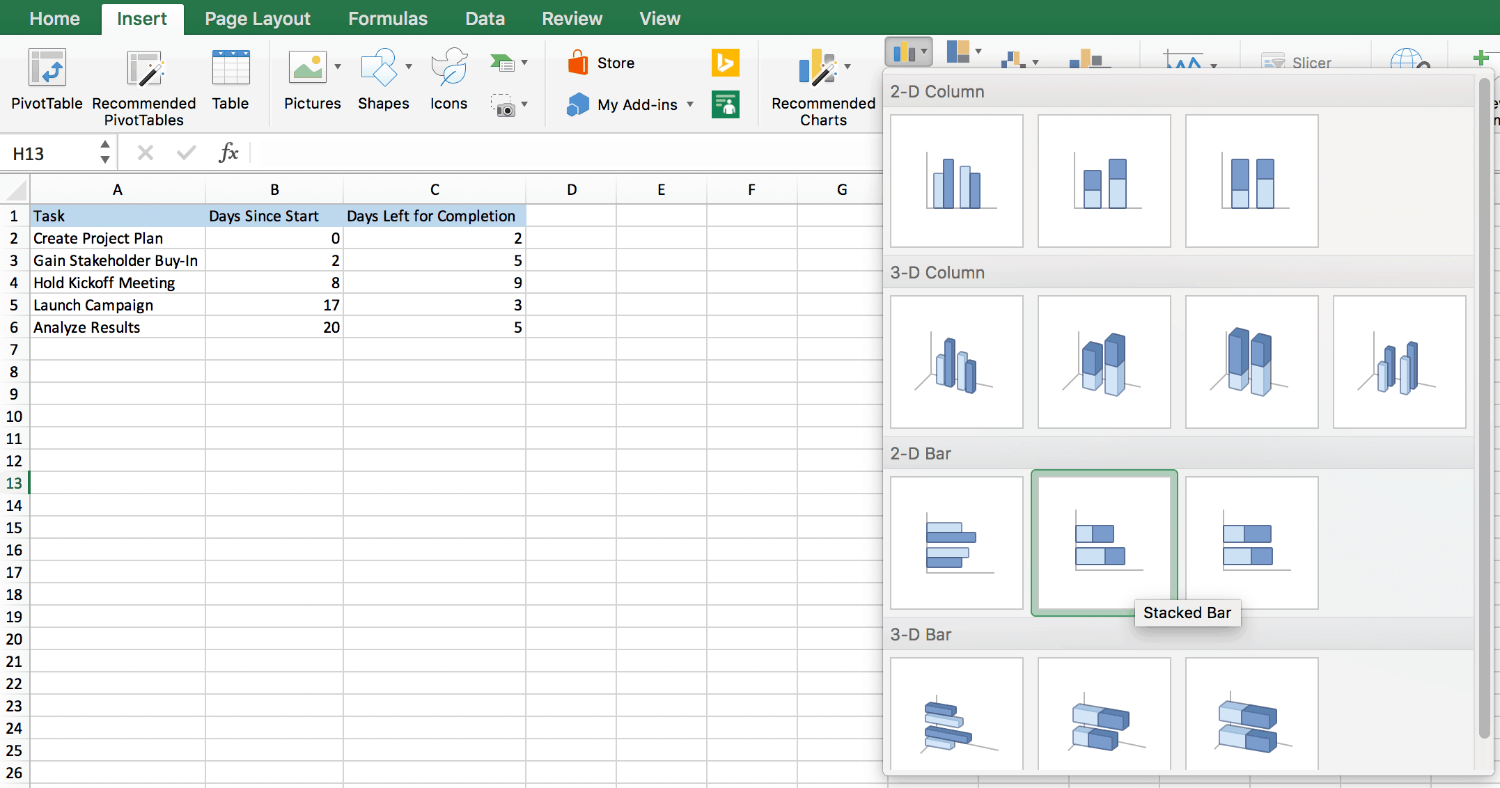 Excel Gantt Chart Formula